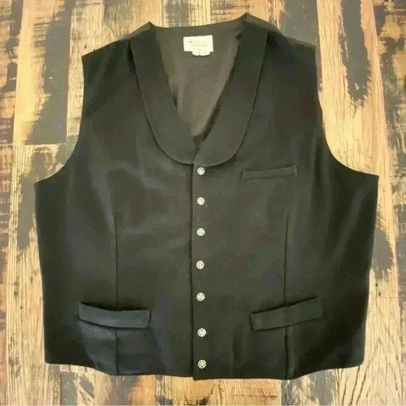 HORSEFLY Other - HORSEFLY Black Wool Western Vest Etched Star Buttons Men’s Size 50